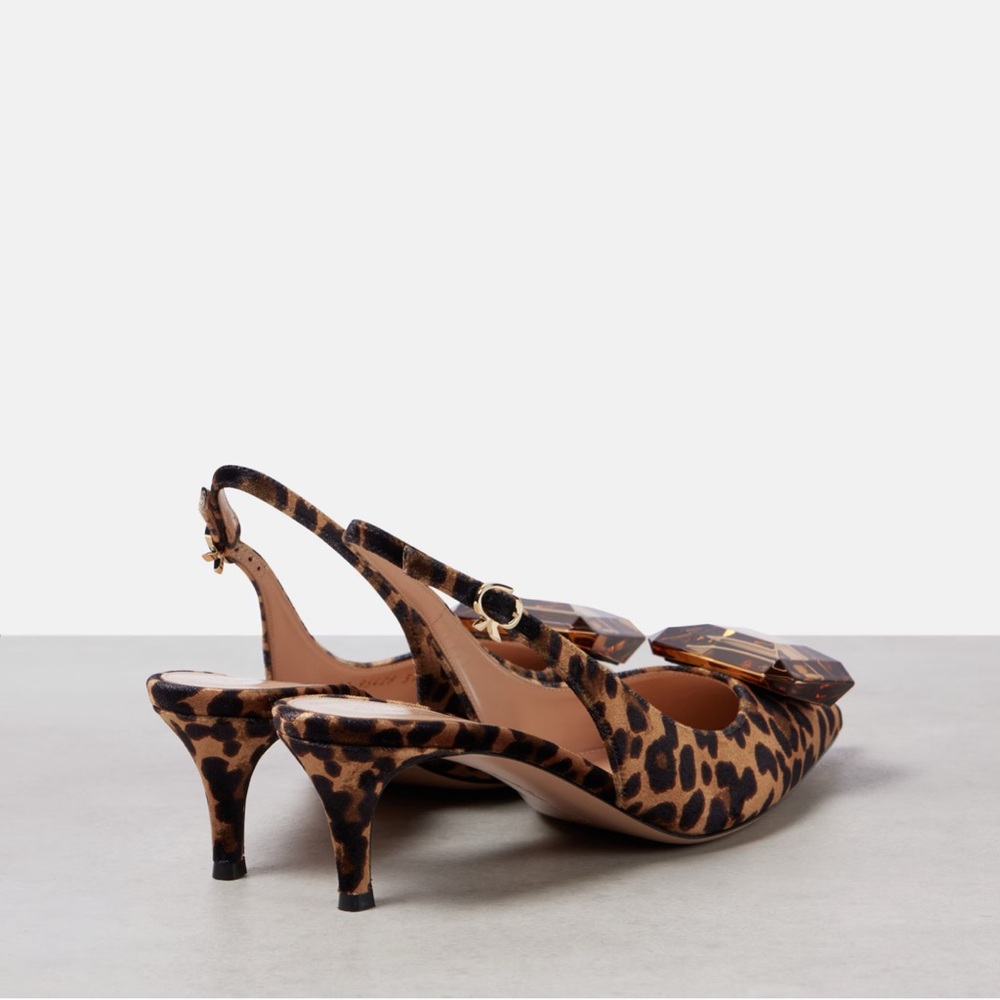Gianvito Rossi Jaipur 55 leopard-print velvet slingback pumps - Picture 3 of 11